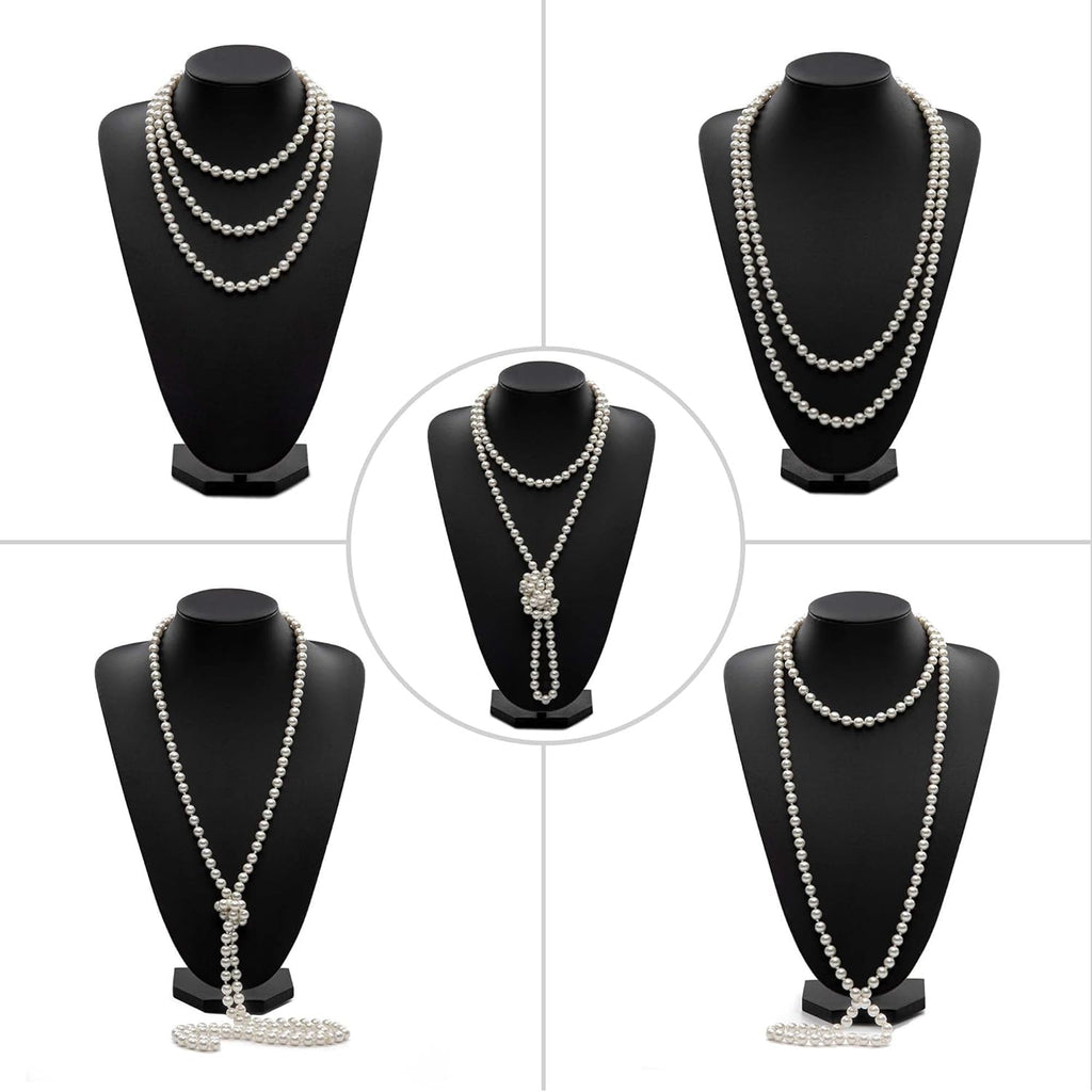 BABEYOND Long Pearl Necklace Faux Pearls Necklace Set Beaded Long Pearls Necklace 1920s Gatsby Costume Jewelry