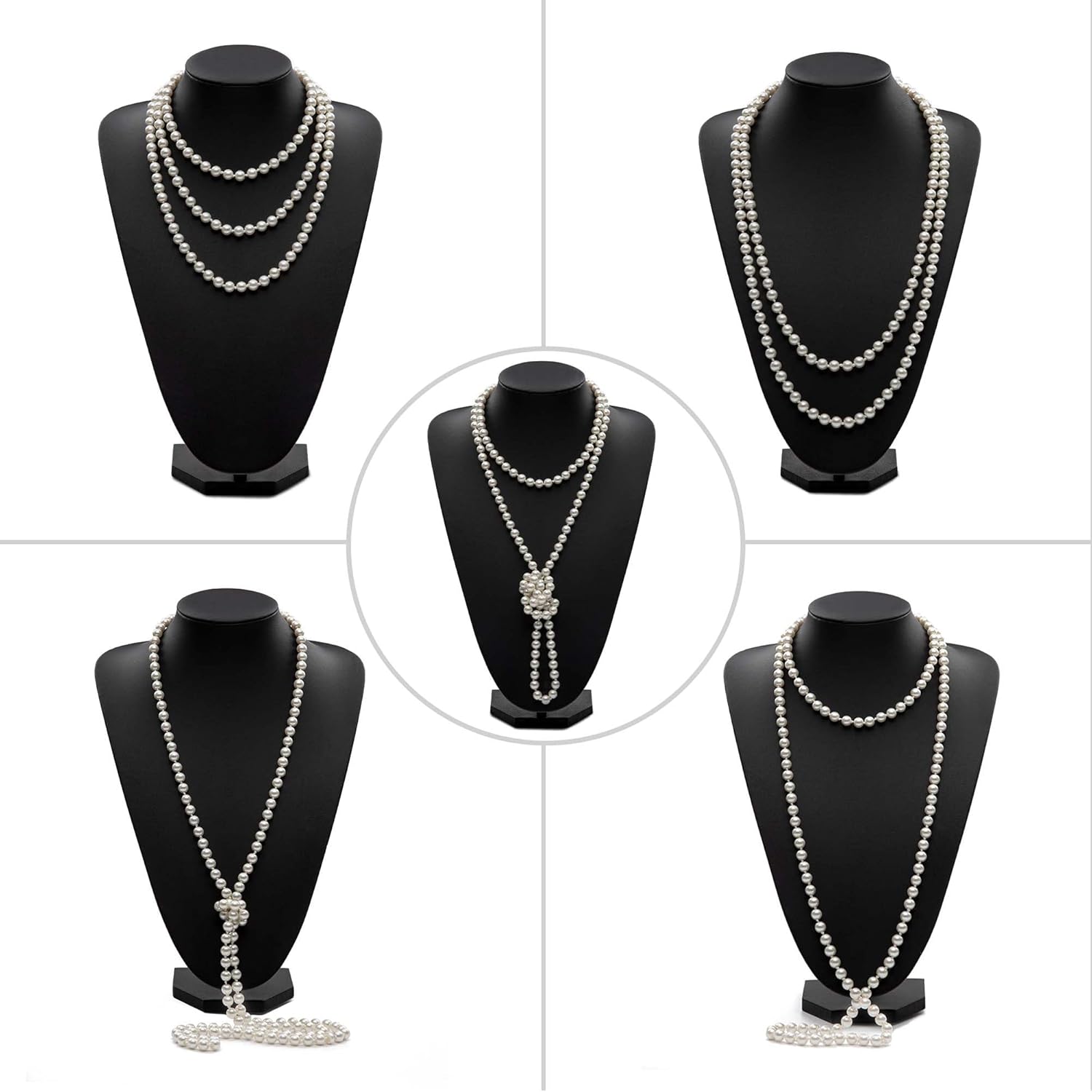 BABEYOND Long Pearl Necklace Faux Pearls Necklace Set Beaded Long Pearls Necklace 1920s Gatsby Costume Jewelry