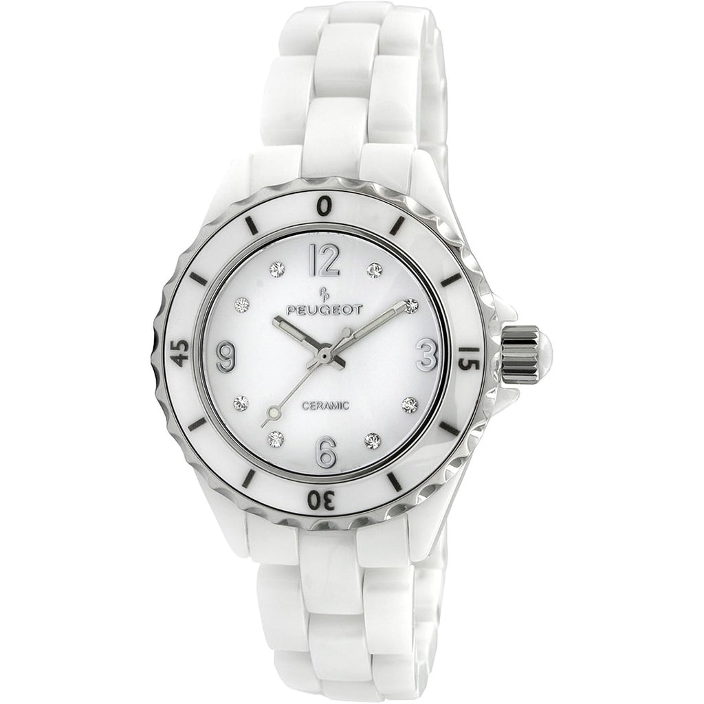 Peugeot Ceramic Wrist Watch With Sport Bezel Swarovski & Crystal Markers
