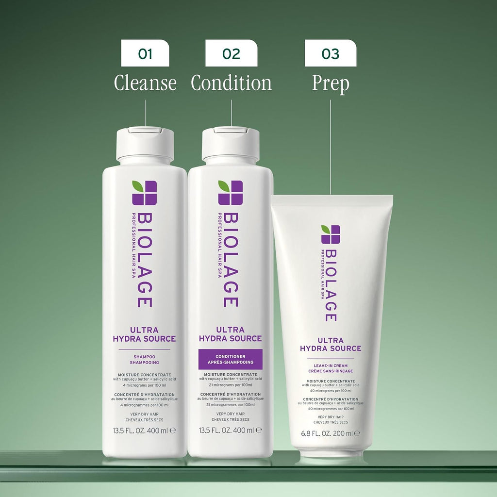 Biolage Ultra Hydra Source Conditioner - Intensely Moisturizes And Conditions, Prevents Frizz And Flyaways, For Very Dry, Thick, Coarse Hair, Infused With Micro-Dosed Cupuaçu Butter & Salicylic Acid