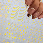 30 Sheets Gold Nail Sticker Star Moon Heart Nail Art Stickers Cute Knot Bow Design 3D Self-Adhesive Nail Decals for Women Girls DIY Nail Art Decoration Accessories