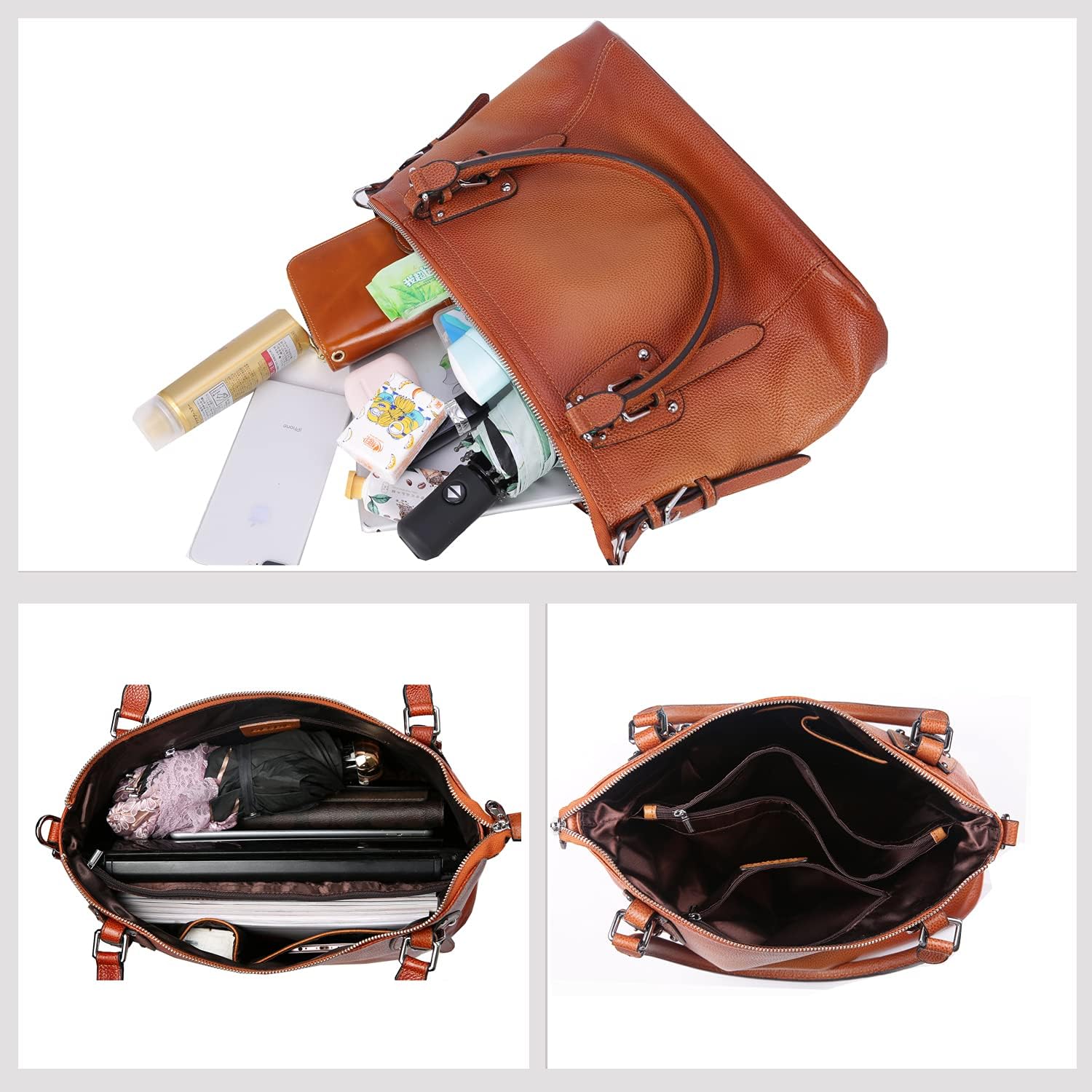 HESHE Genuine Leather Purses and Handbags for Women Tote Shoulder Bag Satchel Purse Top Handle Bags Hobo Crossbody Purse