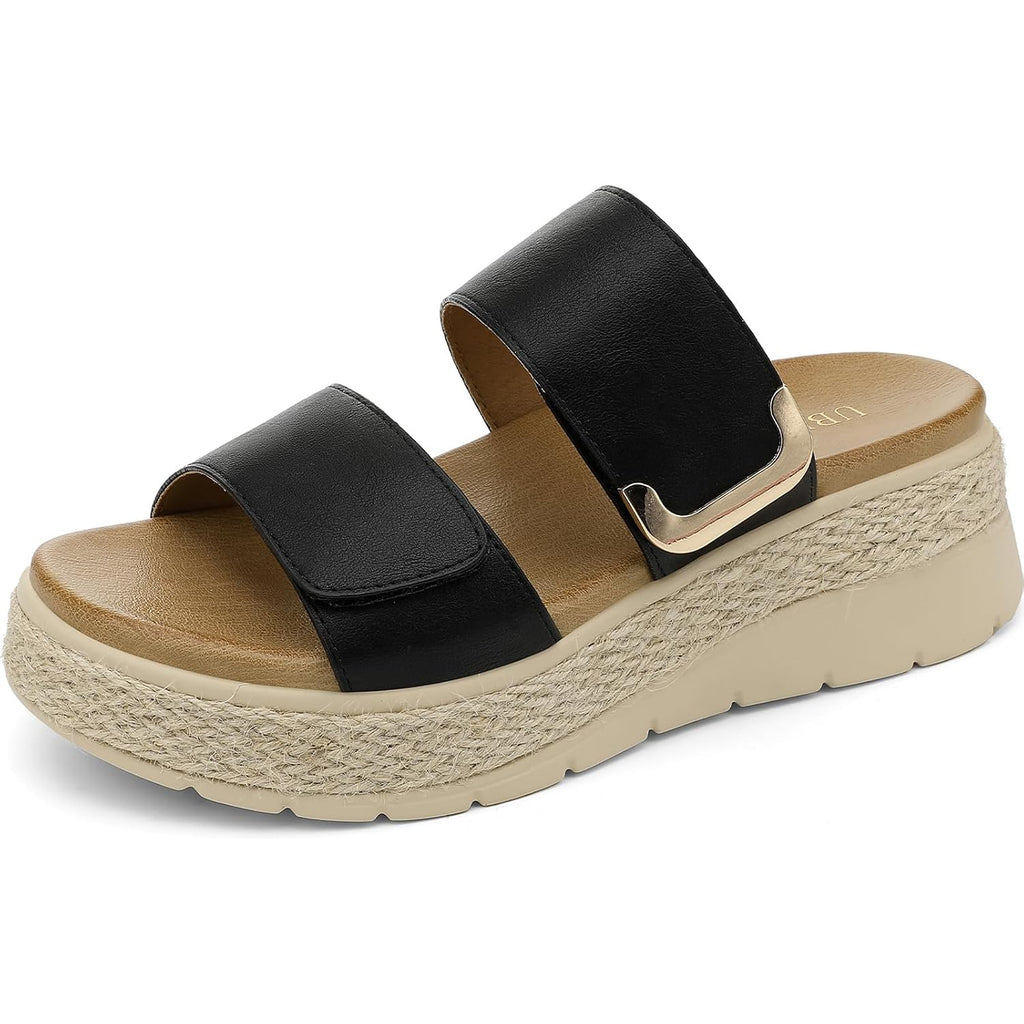 Ubfen Womens Platform Wedge Sandals Orthopedic Arch Support | Espadrille Slides, Comfortable Cushioned, Dressy For Summer Walking, Beach Vacation