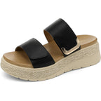 Ubfen Womens Platform Wedge Sandals Orthopedic Arch Support | Espadrille Slides, Comfortable Cushioned, Dressy For Summer Walking, Beach Vacation