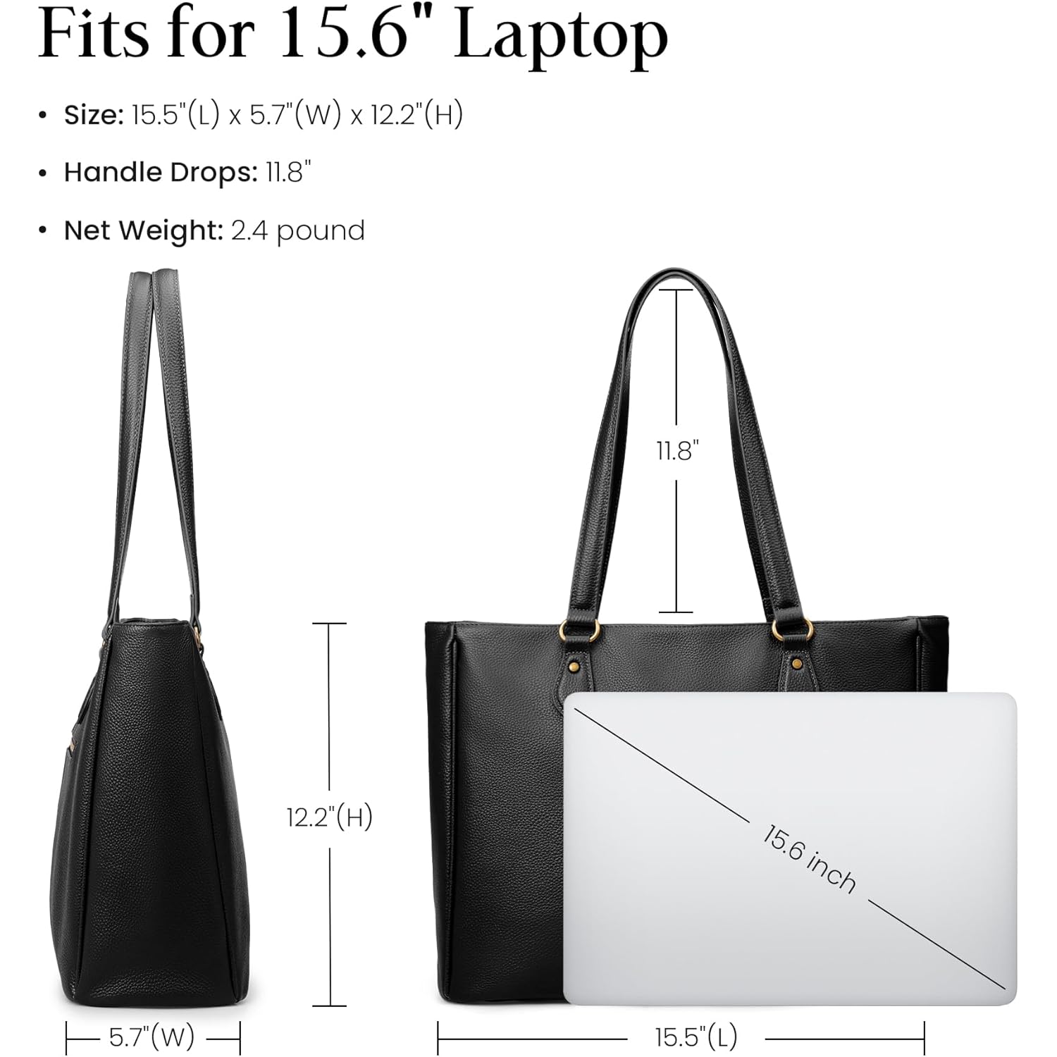 befen Genuine Leather Tote Bag for Women Work, Womens Laptop Purse Bags Shoulder Satchel Handbags with 15.6" Compartment