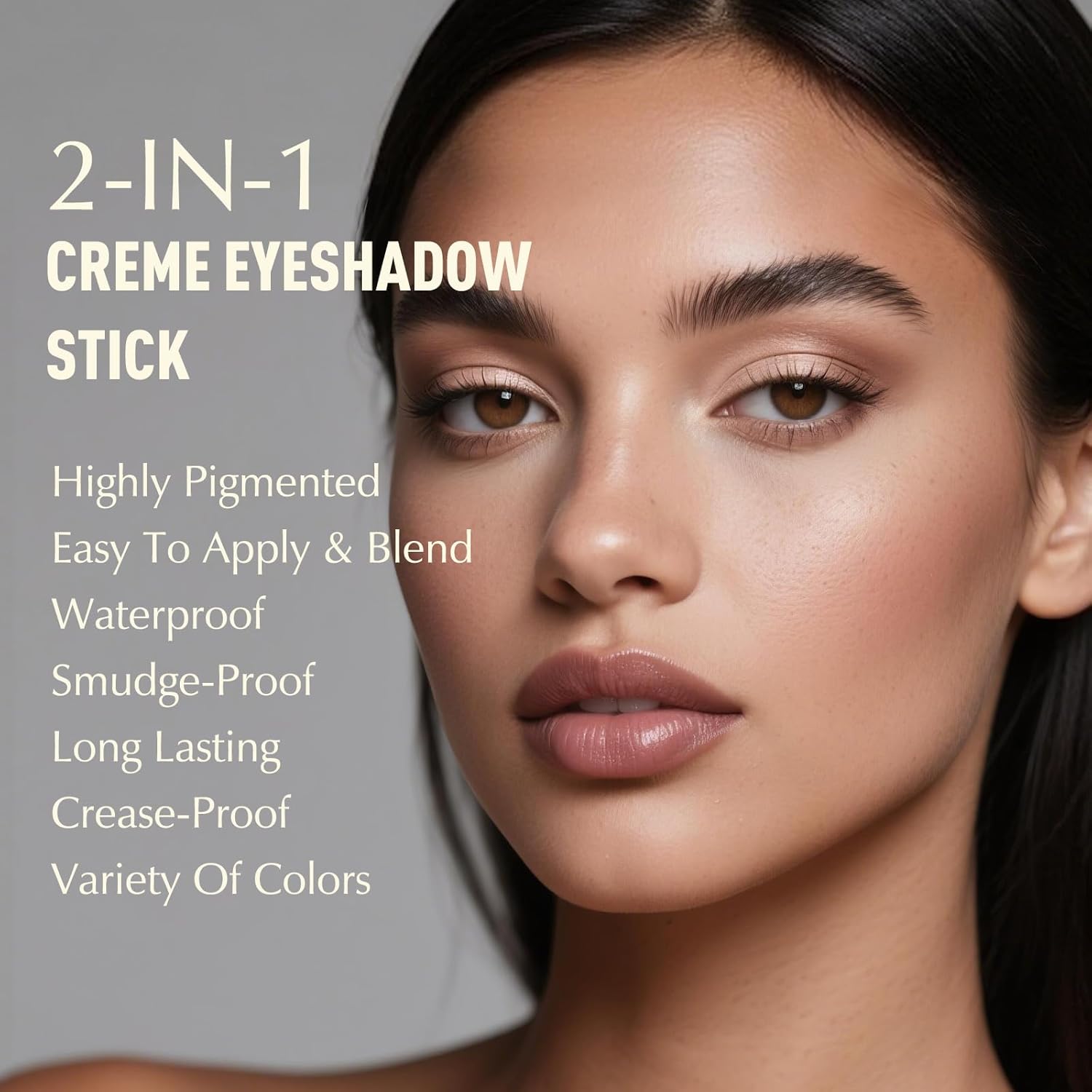 Eyeshadow Stick, Nude Beige Matte Cream Eyeshadow Long-Lasting Crease-Proof Neutral Eye Brightener Shadow Eyeliner Pencil High Pigmented Highlighter Makeup Crayon with Blending Brush