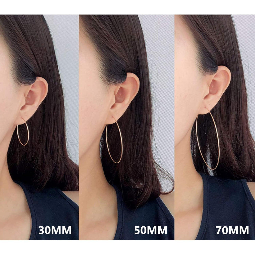 ESMATOO Thin Gold Hoop Earrings for Women - Hypoallergenic Lightweight Gold Hoop Earrings Dainty - Large