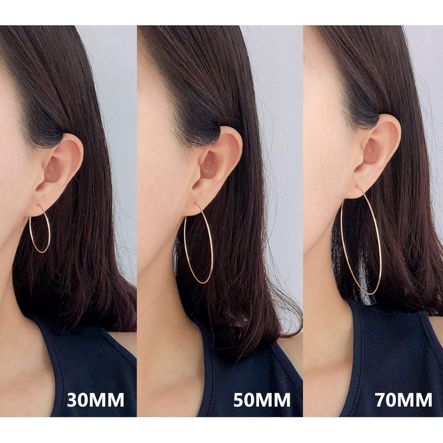 ESMATOO Thin Gold Hoop Earrings for Women - Hypoallergenic Lightweight Gold Hoop Earrings Dainty - Large