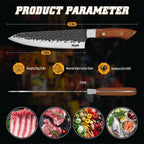 Huusk Japanese Chef Knife 8 Inch, Hand Forged Kitchen Knives With Ergonomic Full Tang Handle, High Carbon Steel Cooking Knife For Home Kitchen, Bbq, Camping, Christmas Gifts For Man