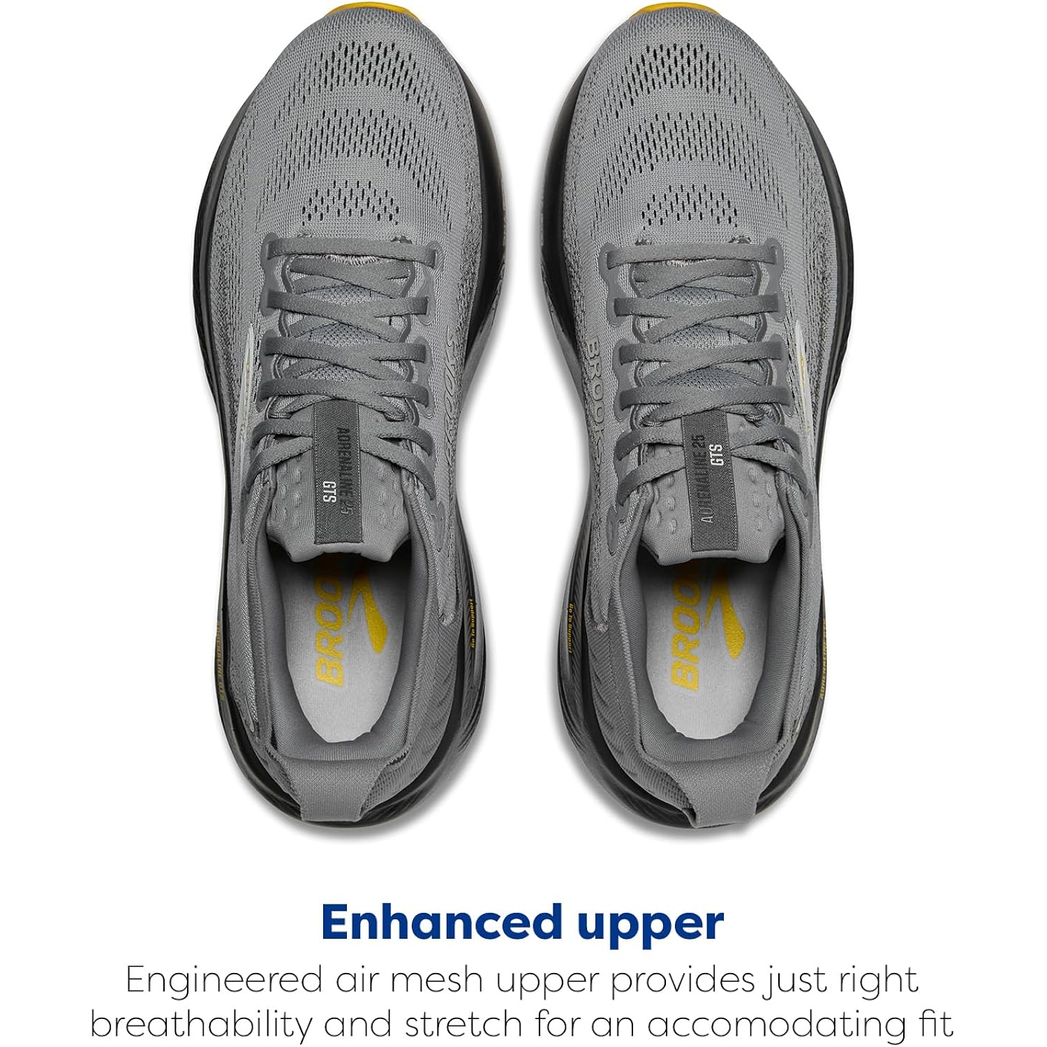 Brooks Men’S Adrenaline Gts 25 Supportive Running & Walking Shoe - Primer Grey/Ebony/Jasmin - 14 Wide