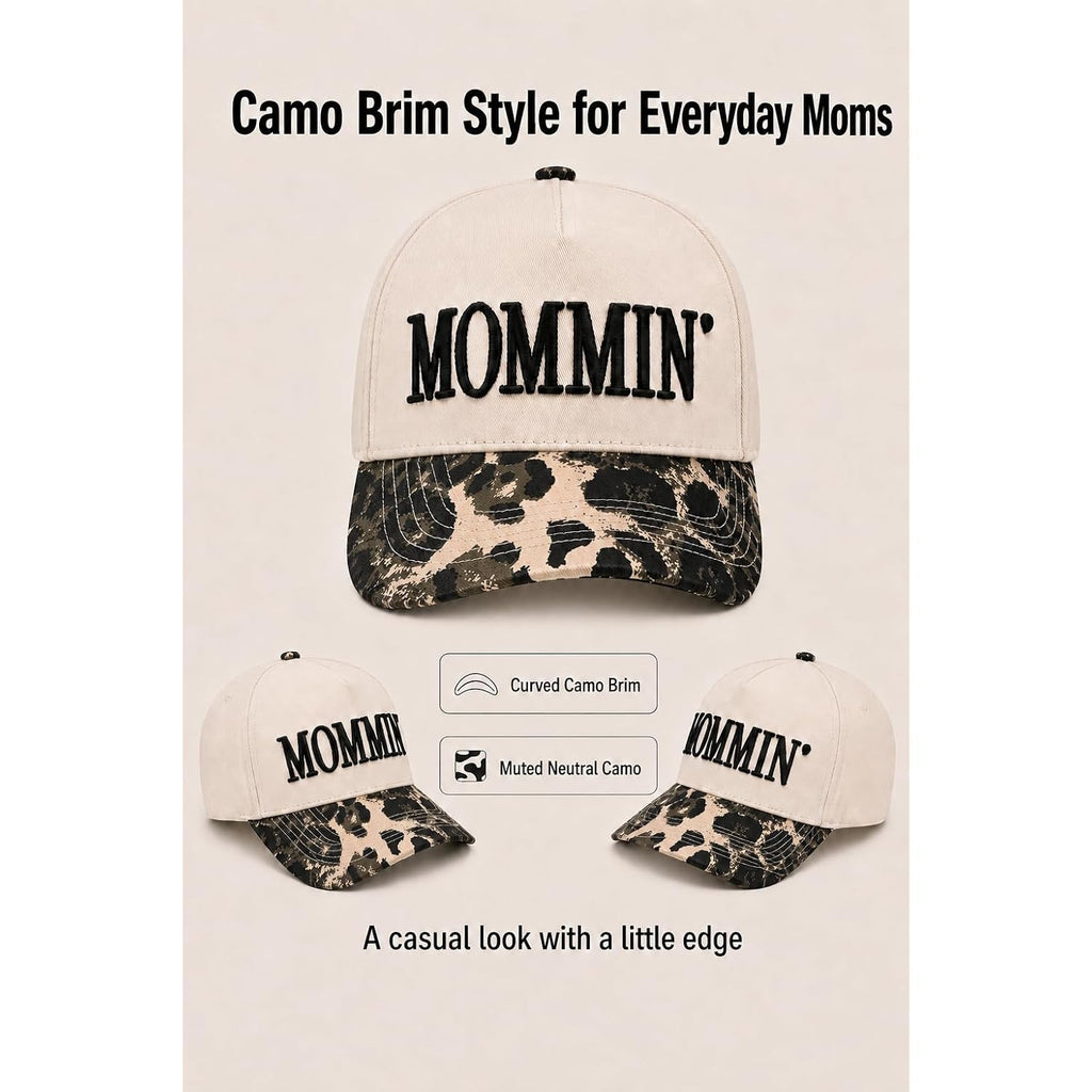 Mommin Trucker Hat for Women, Adjustable Embroidered Mom Baseball Cap -Christmas Mothers Day Birthday Gifts for Mom & Wife Mommin Leopard-01