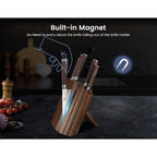 SYOKAMI 2026 Upgrade Knife Set 7 Piece Japanese Style Kitchen Knife Set With Foldable Magnetic Acacia Wood Block Sharp High Carbon Stainless Steel Chef Knives Set with Anti-slip Handle, Ideal for Gift
