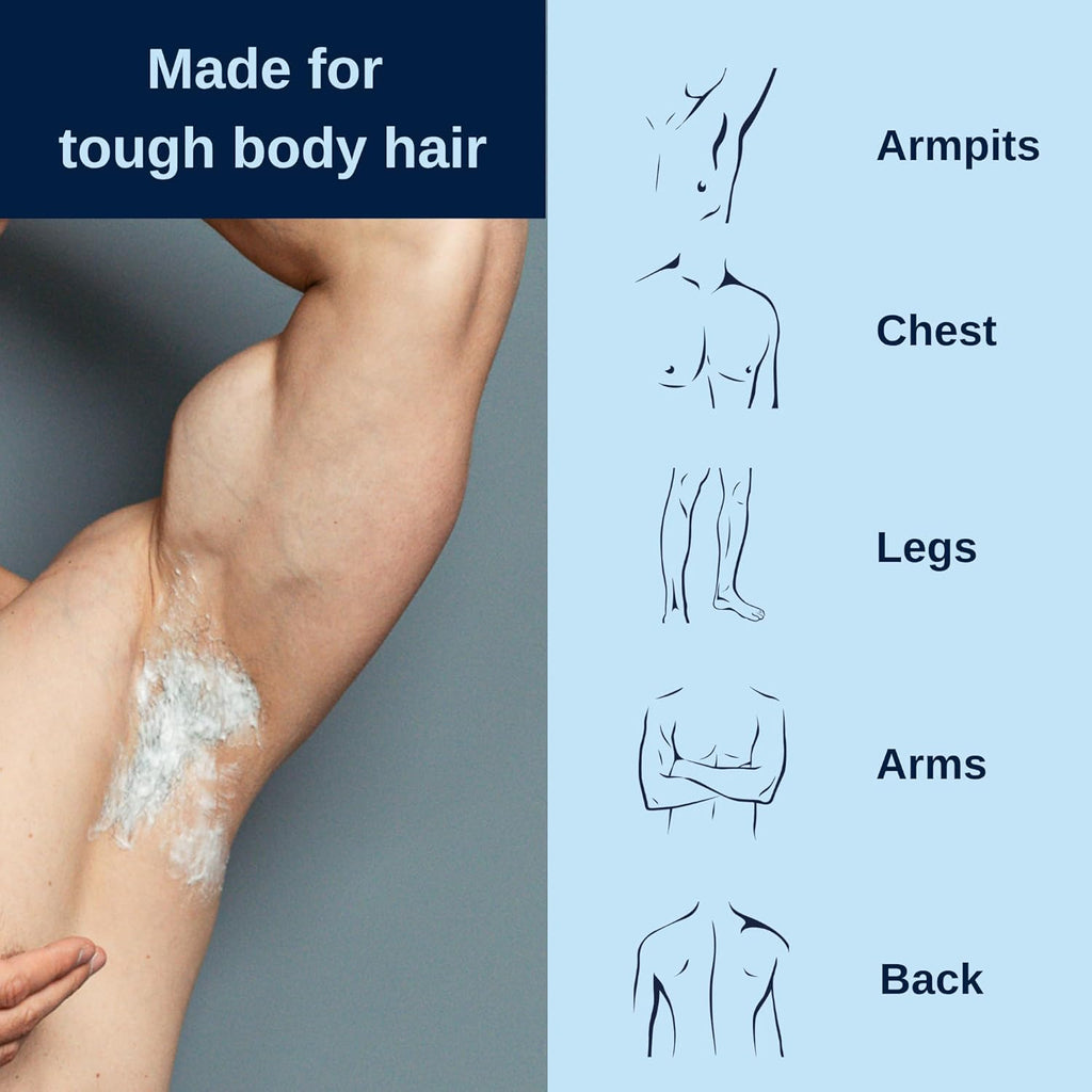 No Hair Crew Body At Home Hair Removal Cream for Manscaping Unwanted Hair with Energizing Ginseng, Premium Depilatory, Painless & Flawless, Made for Men, 200ml