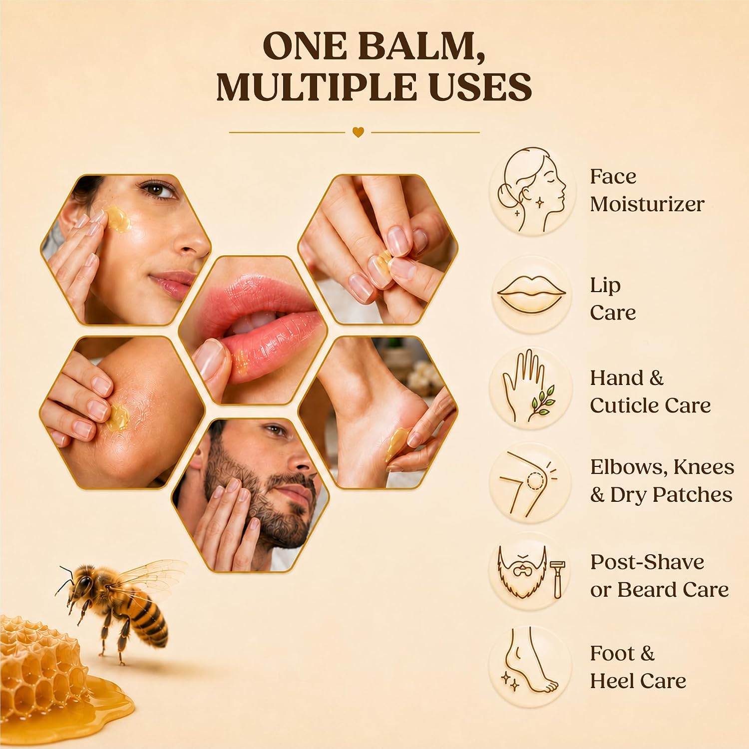 Sweet Bee Magic Organic Honey Bee Balm For Face, Skin & Body - All In One Honey Balm - Beeswax Body Moisturizer - All Natural Aid - 1 Jar (2Oz)