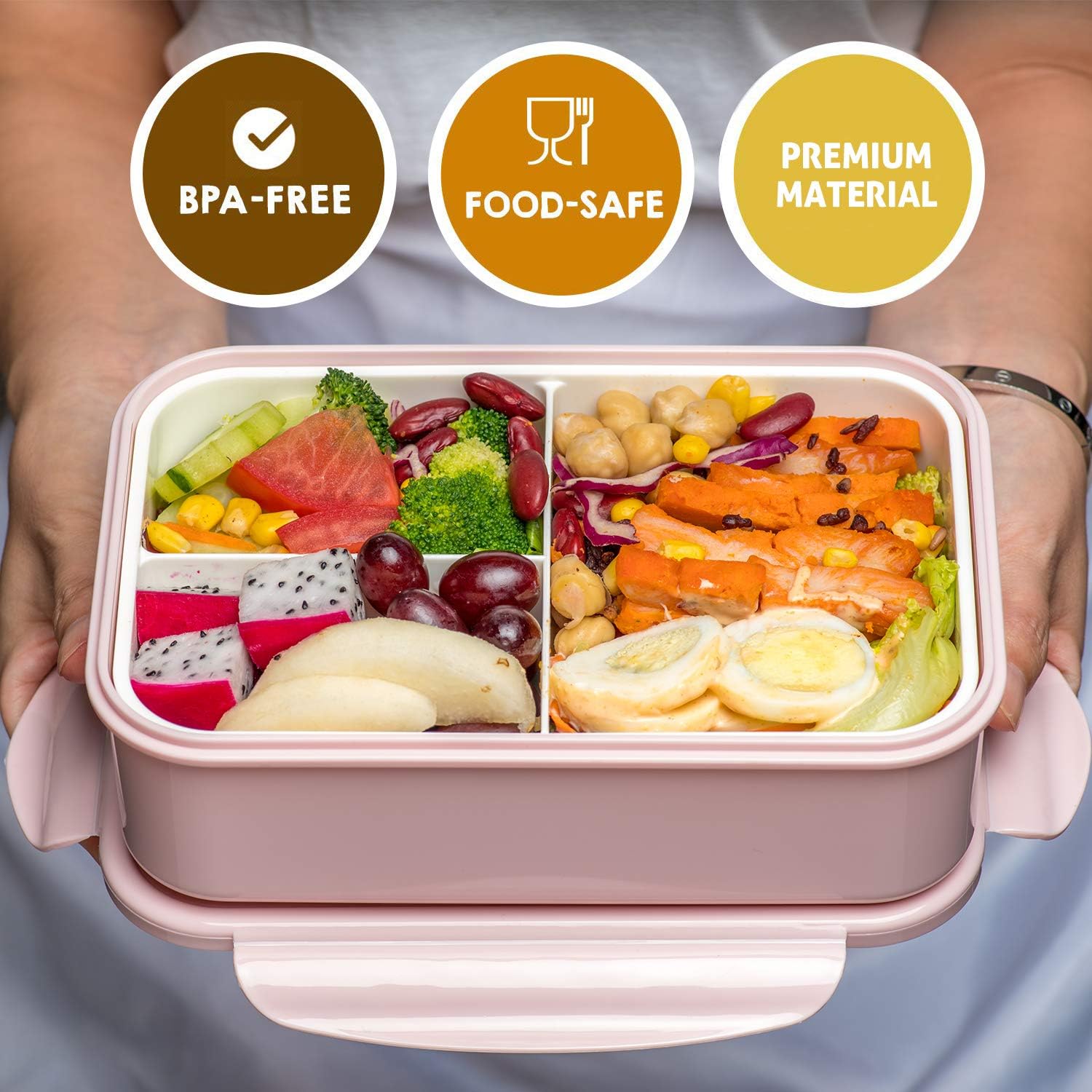 Lovina Bento Boxes For Adults - 1100 Ml Bento Lunch Box For Kids Childrens With Spoon & Fork - Durable For On-The-Go Meal, Bpa-Free And Food-Safe Materials