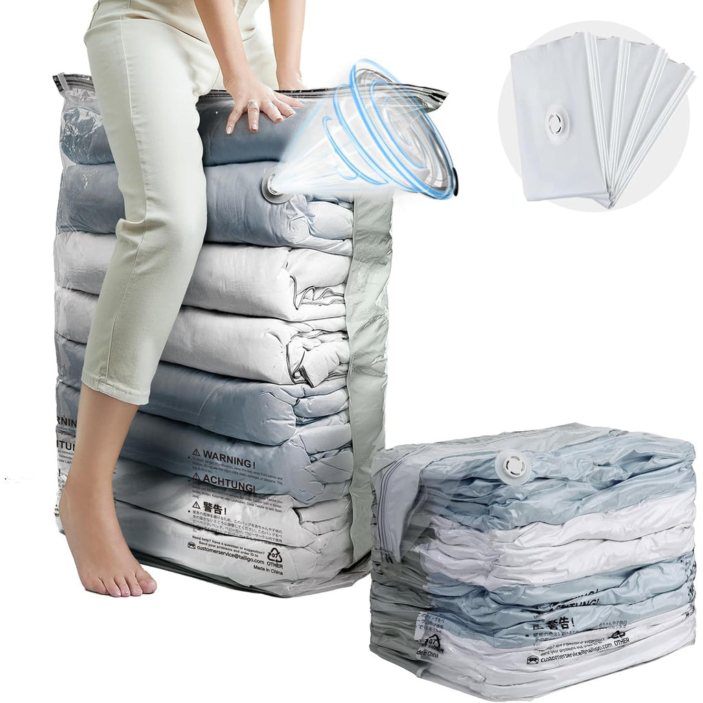 Taili Vacuum Storage Bags 4 Pack, Jumbo Cube (31X40X15 Inch), Extra Large Vacuum Seal Bags For Clothing, Comforters, Blankets, Pillow, Bedding, Sweater, No Pump Compression Cube, Cream