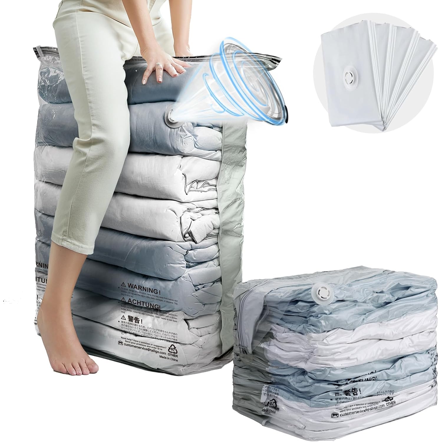 Taili Vacuum Storage Bags 4 Pack, Jumbo Cube (31X40X15 Inch), Extra Large Vacuum Seal Bags For Clothing, Comforters, Blankets, Pillow, Bedding, Sweater, No Pump Compression Cube, Cream
