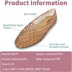 Heva Women'S Jelly Mesh Flats Breathable Clear Hollow Shoes Summer Beach Jellies Ballet Sandals