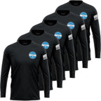 5 Pack Custom Dry Fit Long Sleeve Shirts For Men, Add Your Logo Front & Back Printing, Customized Moisture Wicking Sun Protection Uv Workwear T-Shirts Black