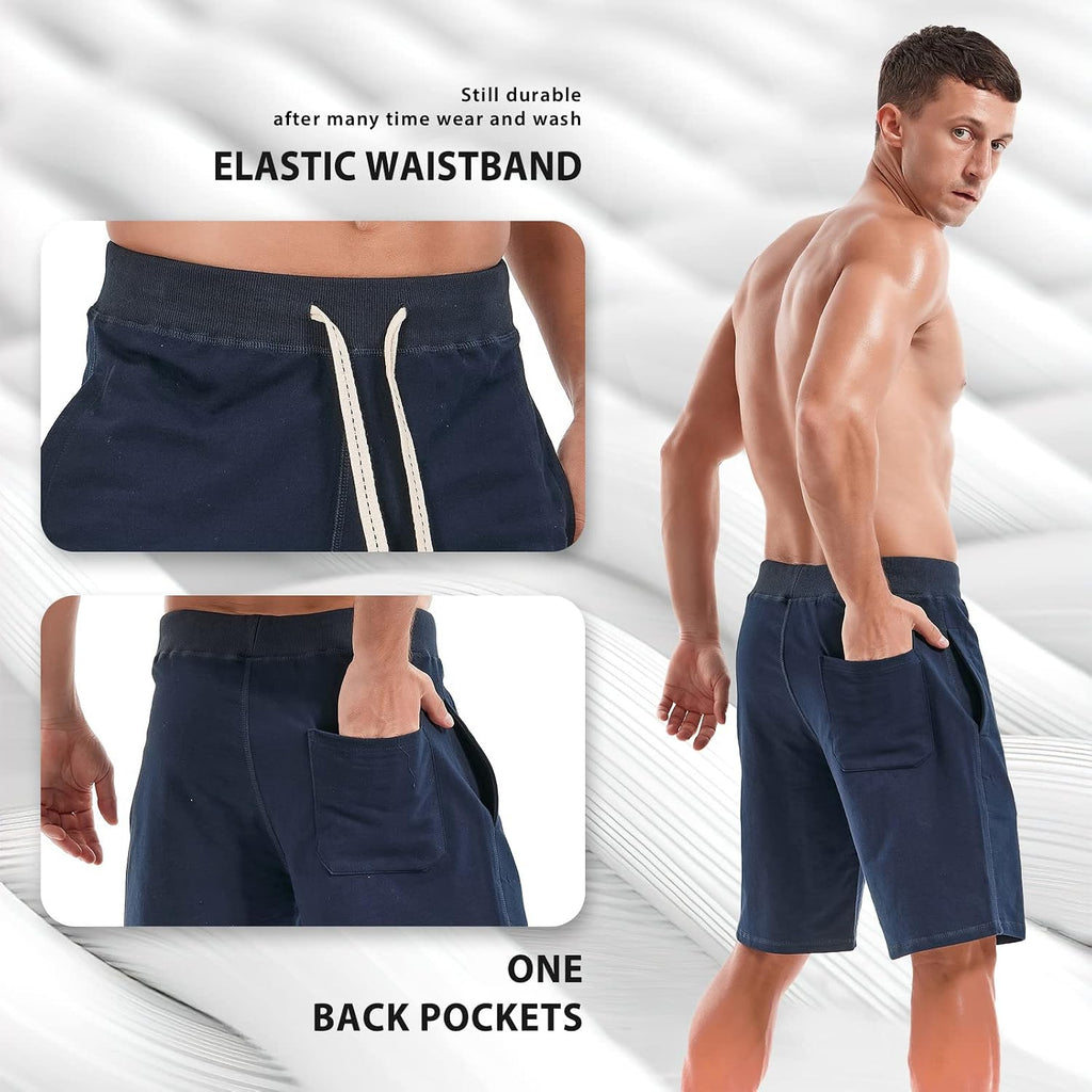 Amy Coulee Men'S Casual Classic Shorts Athletic Cotton Sweat Shorts With Drawstring