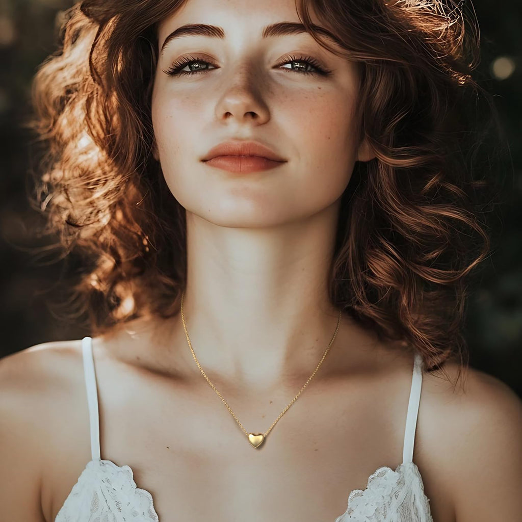 Gold Necklace for Women 14K Gold Pendant Necklaces for Women Charm Beauty Elegance and A Hint of Romance Dainty Heart Pendant Necklaces With Adjustable Length 18in