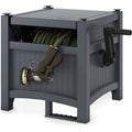 Suncast Garden Hose Hideaway Storage Reel Box, Cyberspace Grey – Resin Outdoor Container, Holds Up To 100 Feet Of 5/8 Inch Standard Vinyl Water Line – No Assembly Required