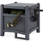 Suncast Garden Hose Hideaway Storage Reel Box, Cyberspace Grey – Resin Outdoor Container, Holds Up To 100 Feet Of 5/8 Inch Standard Vinyl Water Line – No Assembly Required