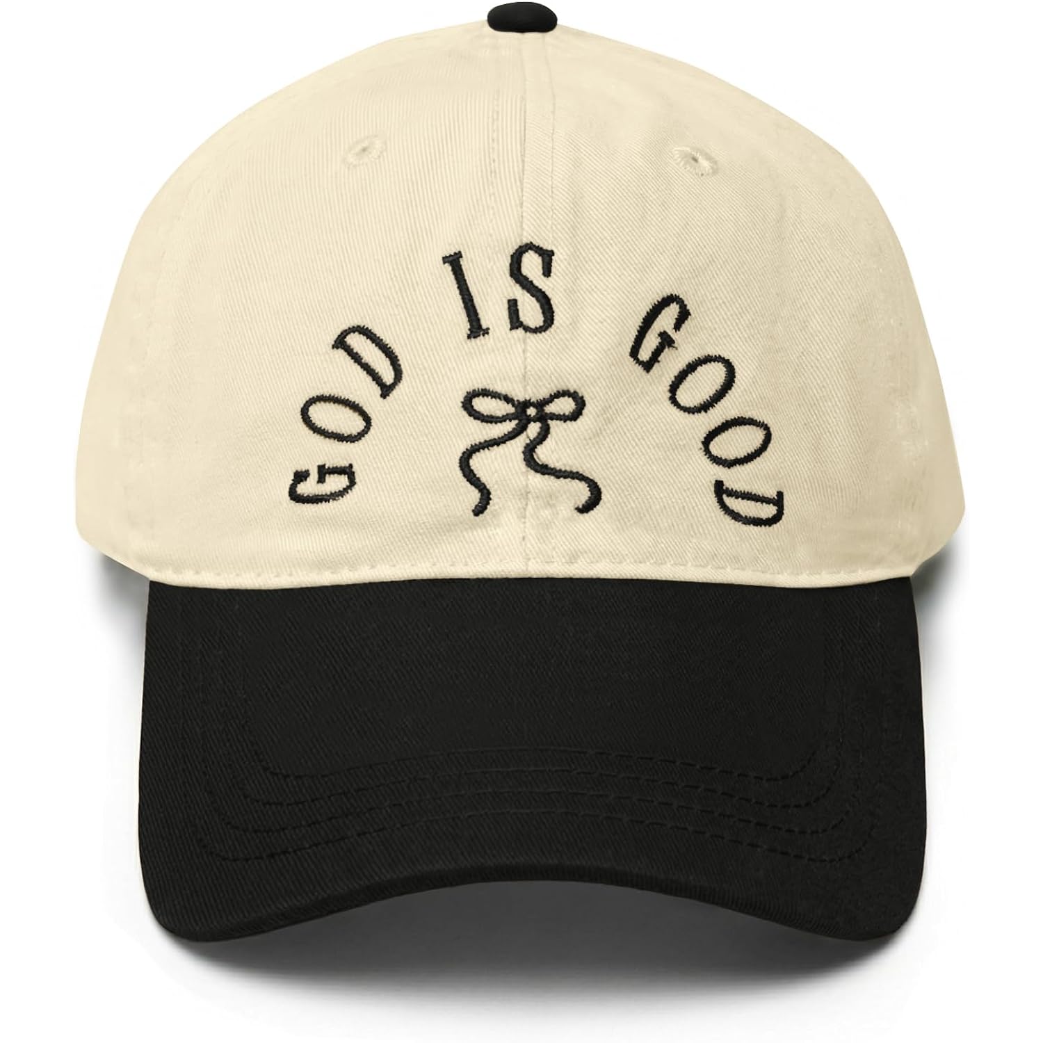 God is Good Christian Bow Hat Women Jesus Faith Religious Hats Embroidered Adjustable Cotton Baseball Cap White Black