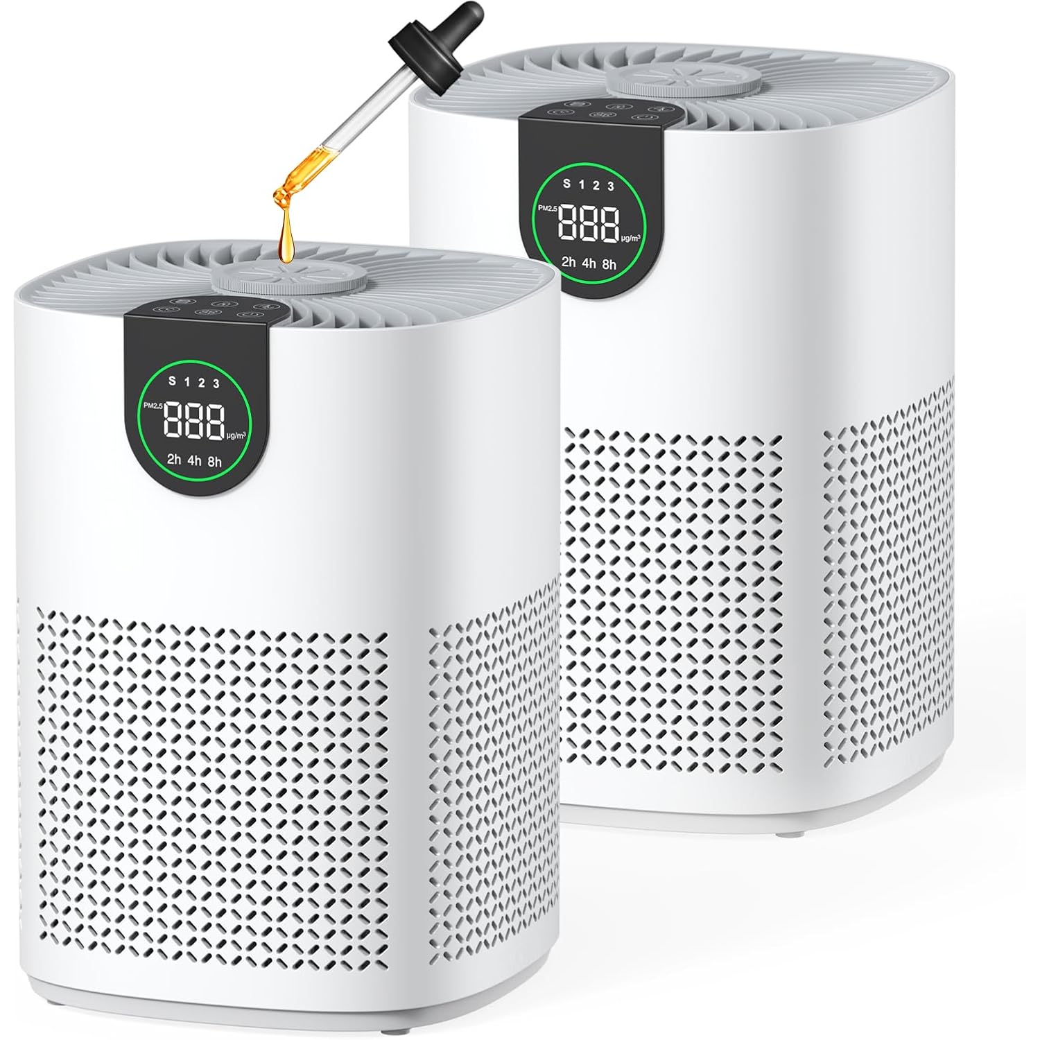 Vewior 2 Pack Air Purifiers With Washable Filter For Home Up To 1200 Sq.Ft | H13 Hepa Air Cleaner Large Room Bedroom With Aromatherapy, Pm2.5 Display, Sleep Mode, Auto Mode For Dust, Smoke, Pets Hair