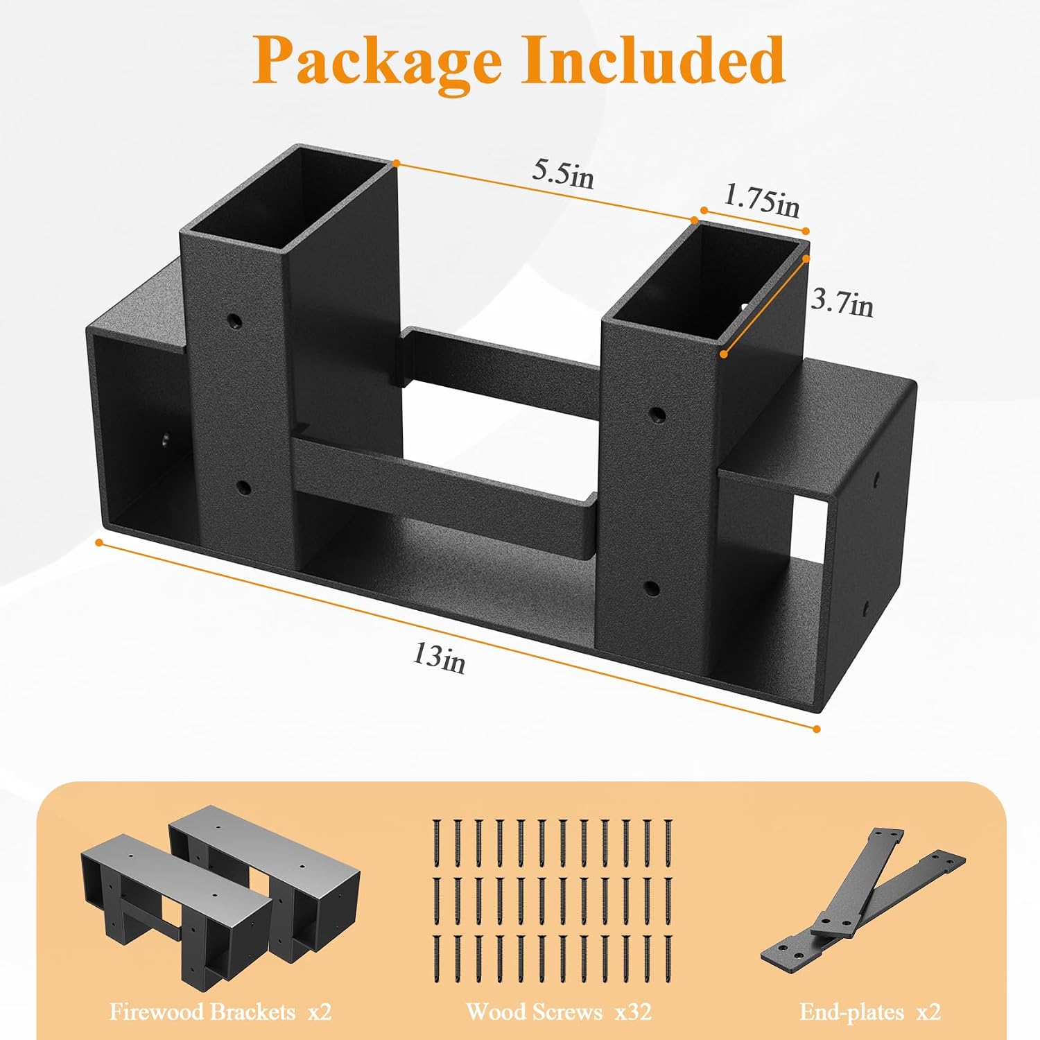 Mr Ironstone Firewood Rack Outdoor Indoor, Adjustable To Any Length Firewood Log Rack Brackets Kit, Heavy Duty Fire Wood Storage Racks, Fireplace Wood Holder For Patio Deck