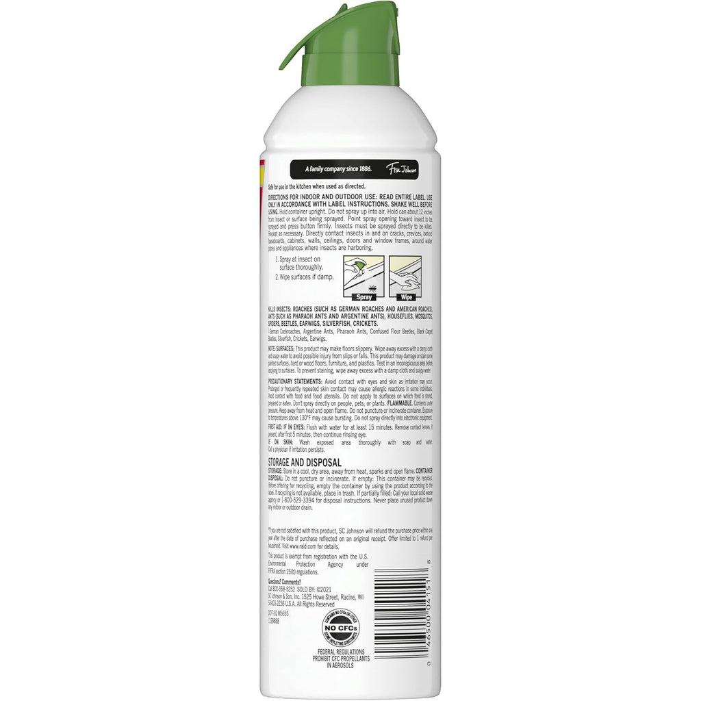 Raid Essentials Ant, Spider & Roach Killer Aerosol Spray, Child & Pet Safe, Kills Insects Quickly, For Indoor Use, Rosemary Mint Scent, 10 Fl Oz