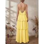 Soly Hux Women'S Wedding Guest Dress Sundresses Ruffle Layered Halter Backless Flowy Formal Maxi Dresses