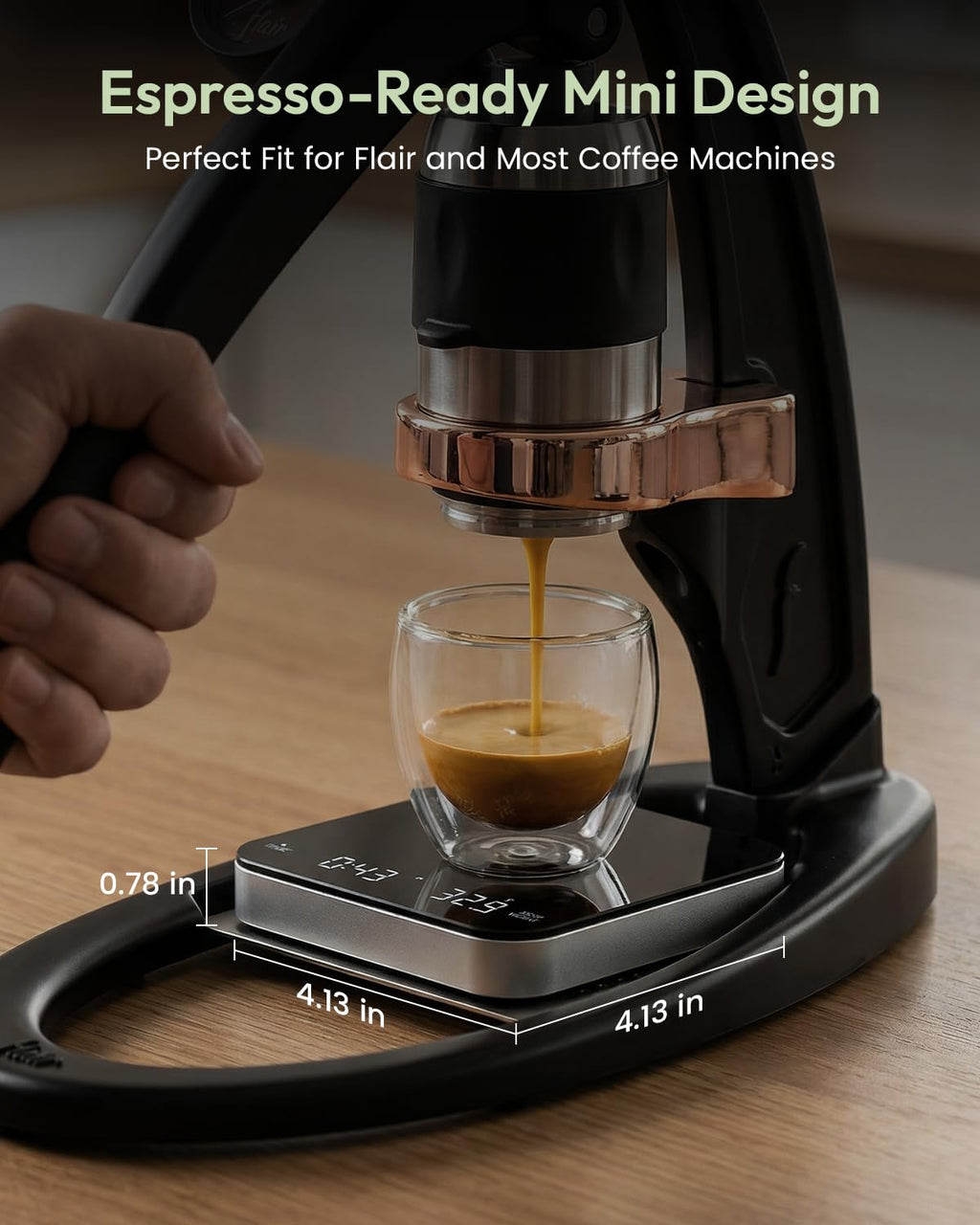 Maestri House S2 Espresso Coffee Scale With Timer, Usb-C Rechargeable 2Kg/0.1G Precision Shot Scale, Digital Scale For Espresso Brewing(Black & Silver)
