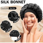 Satin Silk Bonnet For Sleeping, Double Layer Silk Sleep Cap For Men & Women, Soft Satin Lined Bonnet For Curly Hair