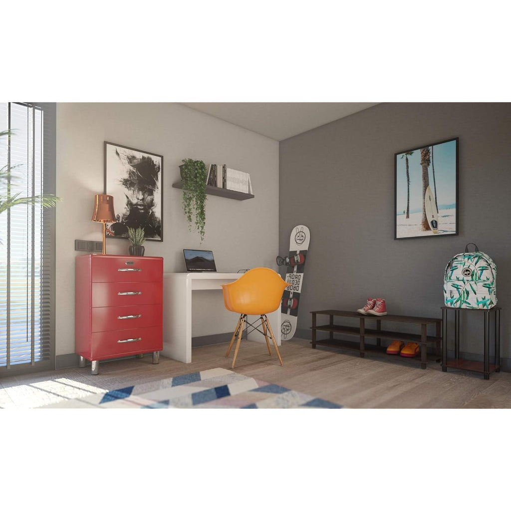 Furinno Turn-S-Tube Toolless Assembly 3-Tier Tv Stand, Entertainment Center For Tv Up To 55 Inch, Wide Printer Stand With Storage Shelf, For Living Room, Bedroom, Espresso
