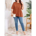 Cicy Bell Womens Summer Babydoll Tops Oversized Short Sleeve Crewneck T Shirts Casual Loose Plus Size Tunics
