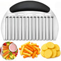 Large Crinkle Cutter French Fry Cutter, Stainless Steel Wavy Slicer | Large Crinkle Potato Slicer Wavy Chopper, Crinkle Cutting Chopping Tools With Handle
