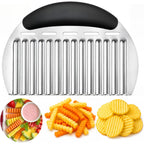 Large Crinkle Cutter French Fry Cutter, Stainless Steel Wavy Slicer | Large Crinkle Potato Slicer Wavy Chopper, Crinkle Cutting Chopping Tools With Handle