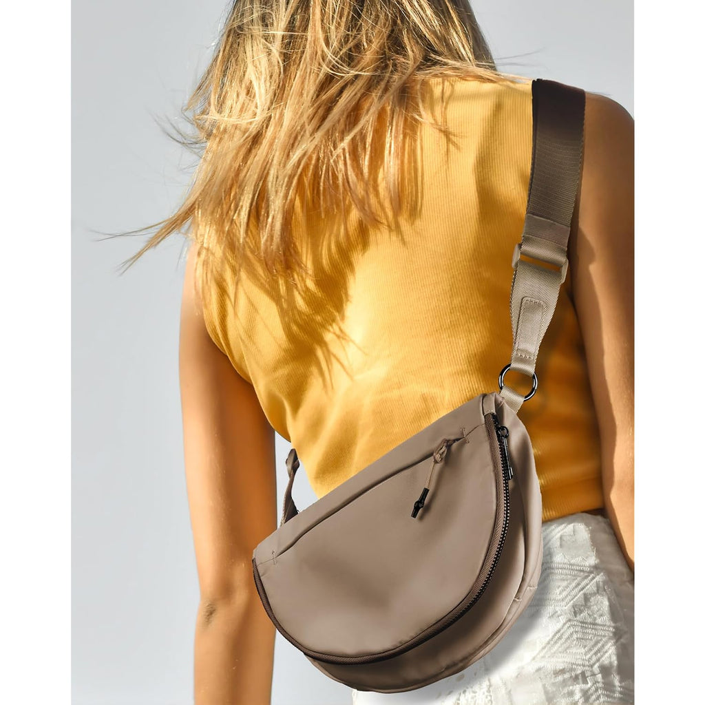 Crescent Bag For Women And Men, Fashion Medium Nylon Folding Crescent Moon Bag Single Shoulder Bag With Adjustable Strap