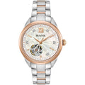 Bulova Ladies' Classic Diamond 3-Hand Automatic In Stainless Steel, Mother-Of-Pearl Dial And Open Aperture Dial