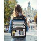 Clear Backpack, Heavy Duty Transparent Bookbag For School, Fabric & Pvc Transparent Backpack With Reinforced Strap For Women Men, Capacity Clear Bag For College, Travel, Security, Black