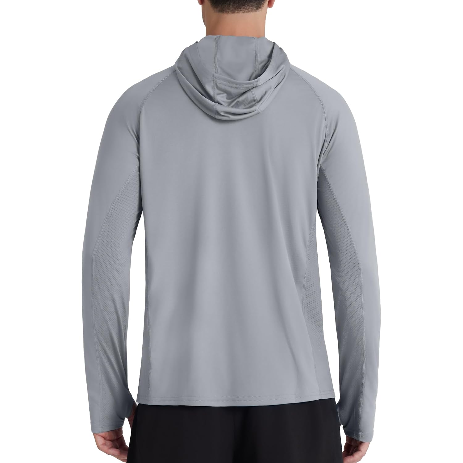 Roadbox Upf 50+ Men'S Hooded Fishing Shirts, Long Sleeve Uv Sun Protection Hoodie Hiking Running Swim Rash Guard With Mask