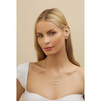 Barzel 18K Gold Plated Created Opal Cross with Chain, 18 Inches with 2 Inches Extension