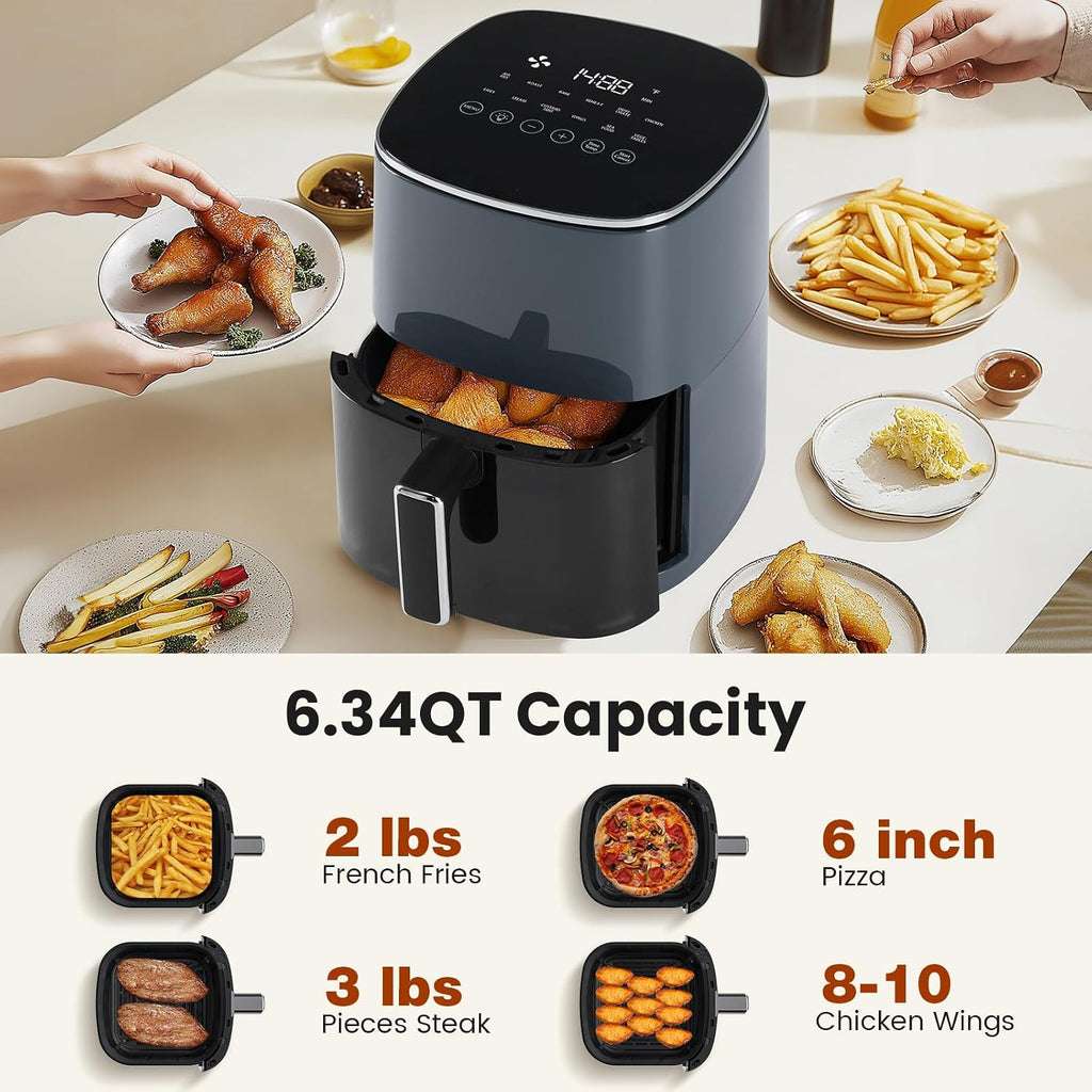 Air Fryer, 6Qt Square Airfryer With Visual Window, 400°F Fast Heating Air Fryers Oven With Timer, Auto-Off, Non Toxic & Non Stick, Multiple 12 Modes For Roast, Bake, Dehydrate, Fry, Reheat