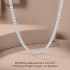 5 Carat to 30 Carat Lab-Grown Diamond Tennis Necklace | 14K Yellow or White Gold Straight Line Necklace 16-20 inch | E-F Color and VS1 Clarity
