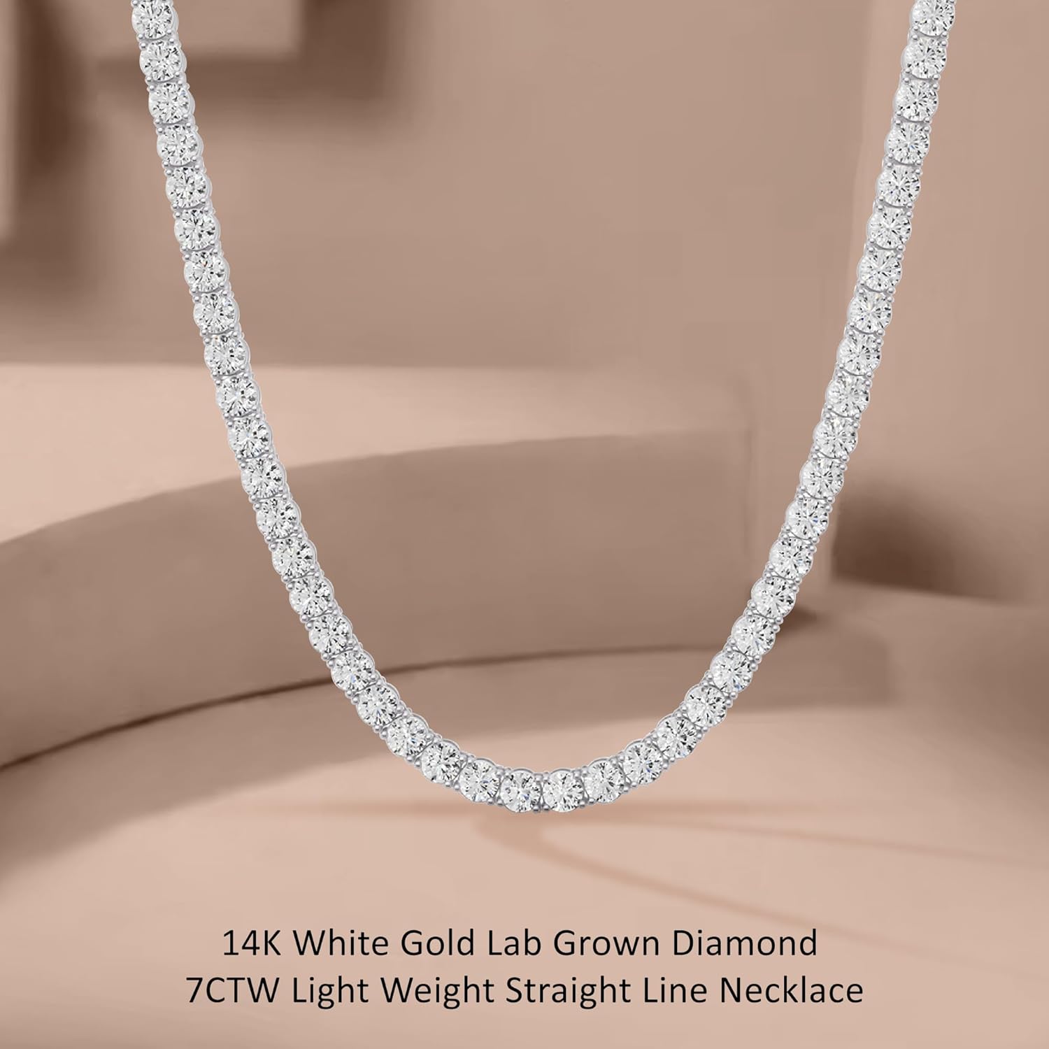 5 Carat to 30 Carat Lab-Grown Diamond Tennis Necklace | 14K Yellow or White Gold Straight Line Necklace 16-20 inch | E-F Color and VS1 Clarity