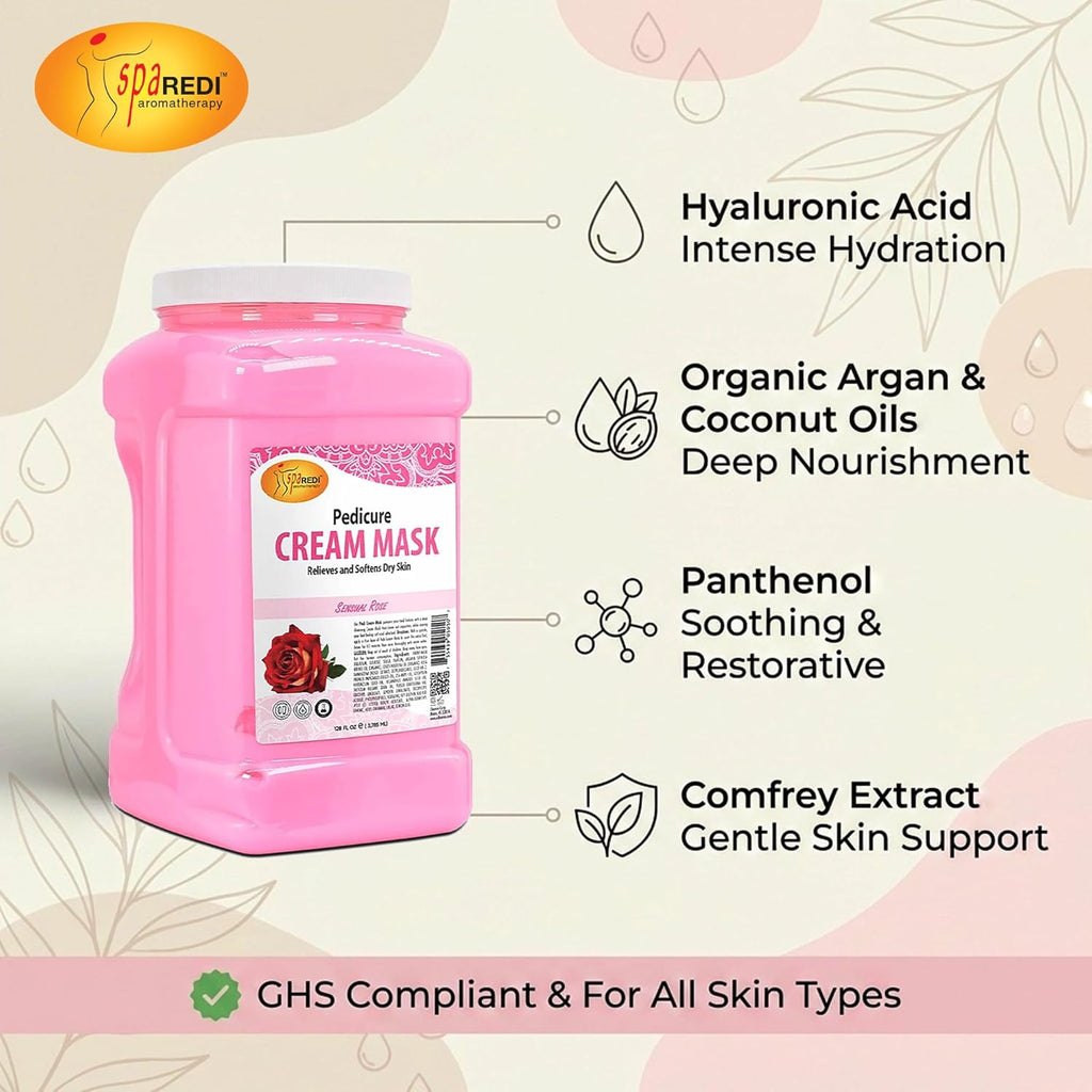 SPA REDI Professional Cream Mask – Spa-Grade Skin Hydration, Nourishment & Relaxation | Pro-Performance. Pure Peace of Mind. | Superior Client Satisfaction & GHS Safety 128 Oz