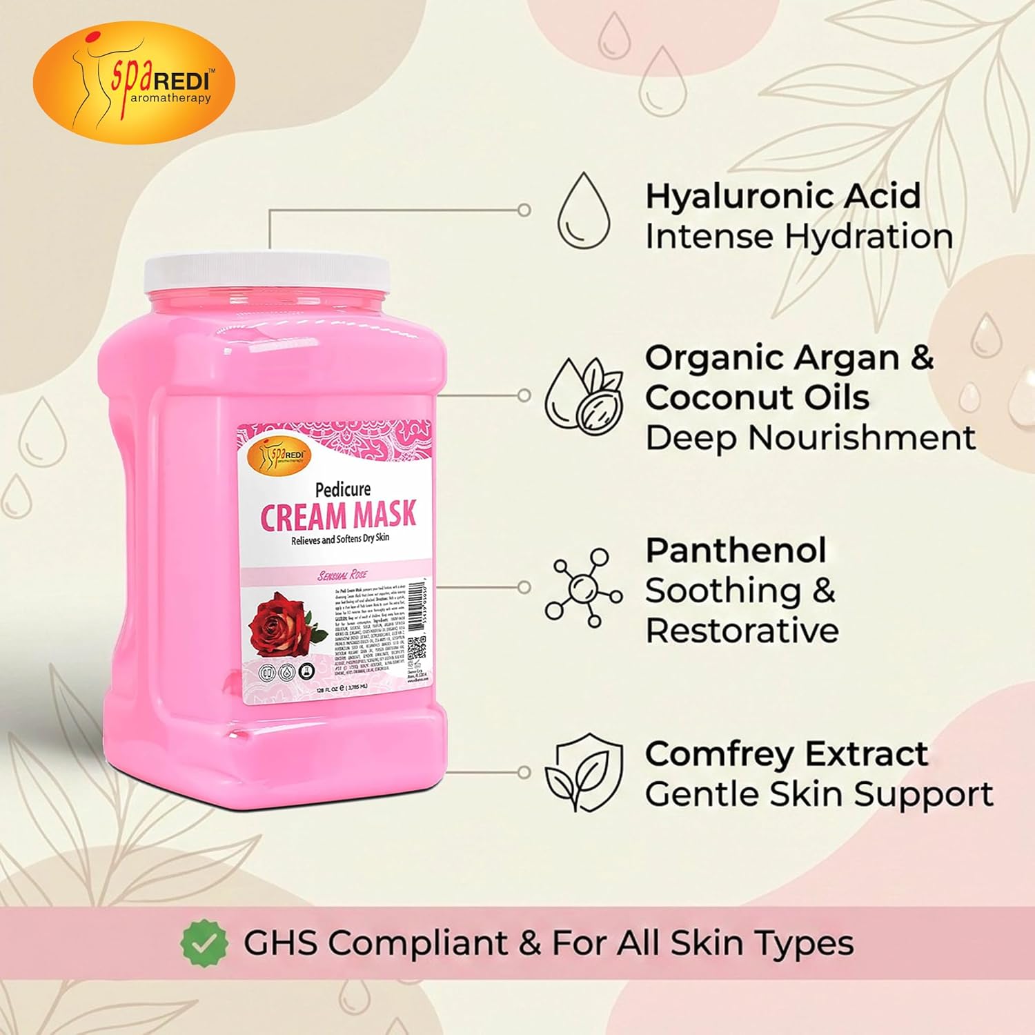 SPA REDI Professional Cream Mask – Spa-Grade Skin Hydration, Nourishment & Relaxation | Pro-Performance. Pure Peace of Mind. | Superior Client Satisfaction & GHS Safety 128 Oz
