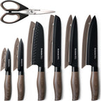 Astercook Knife Set, 13-Piece Kitchen Knives Set with 6 Blade Guards, Black Anti-Rust & Non-Stick Coating, Dishwasher Safe Stainless Steel Knives, Ergonomic Handle, Perfect for Holiday Gifts