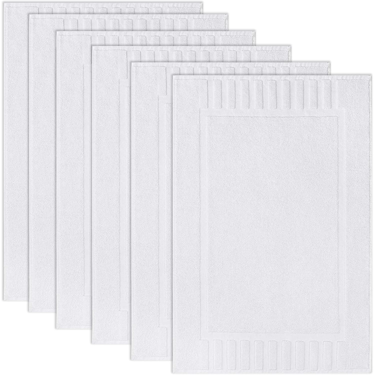 White Classic Luxury Bath Mat Floor Towel Set Of 6-20X30 Inch, Absorbent Cotton Hotel Spa Shower/Bathtub Mats